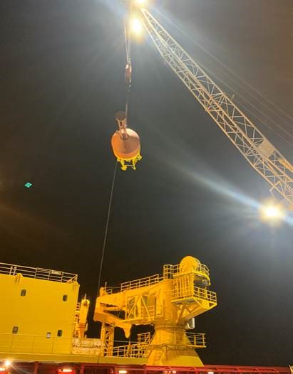 Buoy being loaded on deck